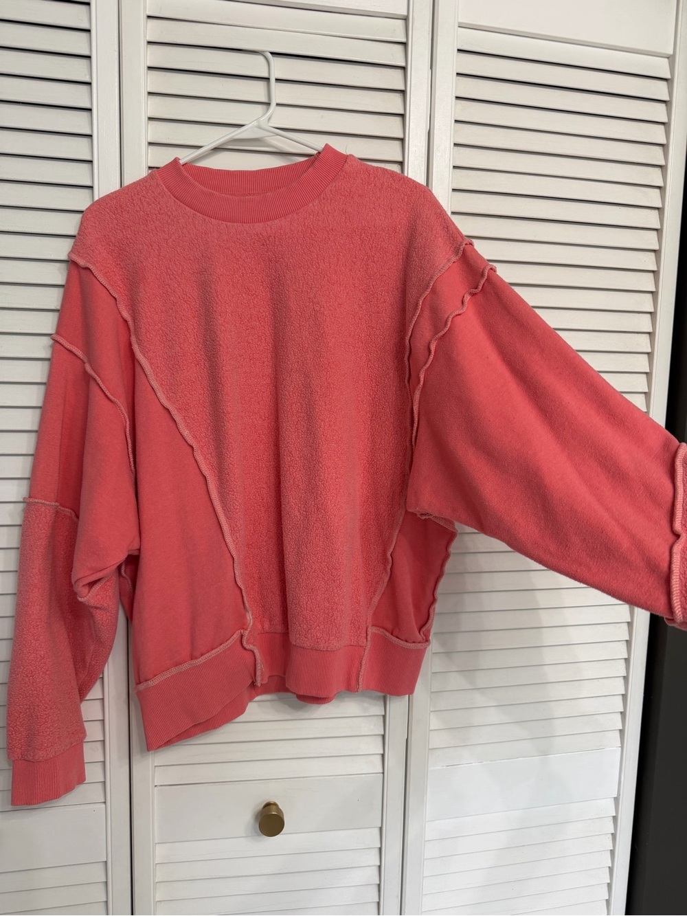 BDG Coral Raw-Edge Oversized Sweatshirt